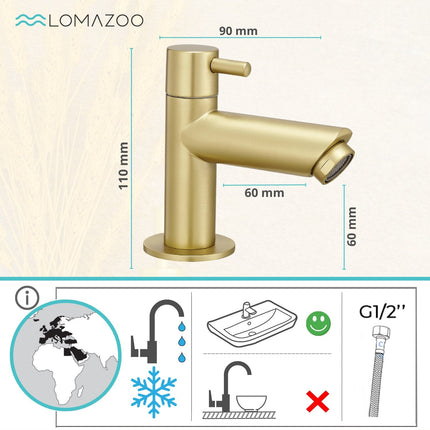 Robinet de lavabo doré avec tuyau flexible - DS CONCEPT Tropea