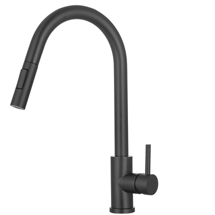 Robinet de cuisine design moderne avec douchette extractible - noir - Turais
