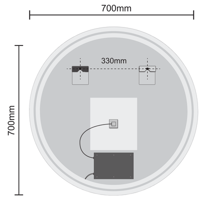 Miroir LED avec éclairage ajustable et anti-buée - 70 cm - Vegas