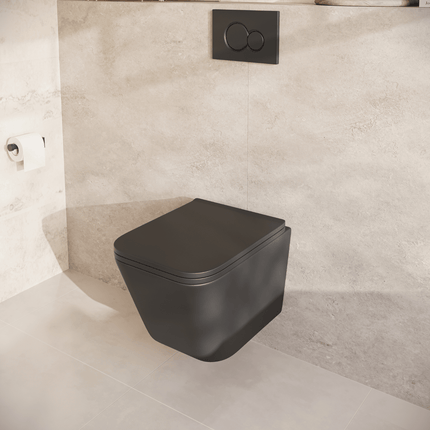 Toilette suspendue sans rebord - Noir - Ligne Carré - DS CONCEPT Linea
