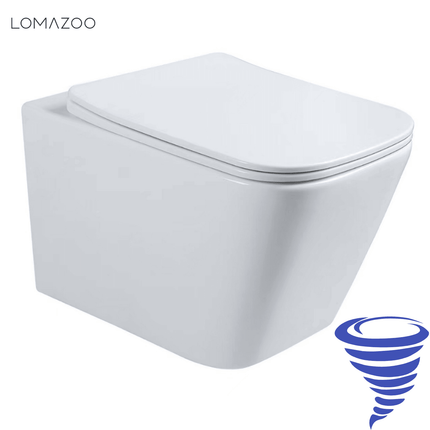 Toilette suspendue sans bride - design carré - blanc - LINEA