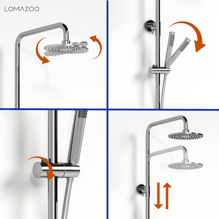 Douche à effet pluie avec mitigeur thermostatique - chrome - Vincenzo
