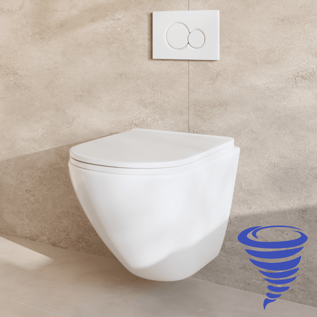 Toilettes suspendues sans bride avec réservoir encastré - Blanc - Linea