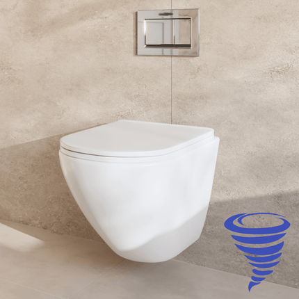 Toilette suspendue sans bride avec réservoir encastré - Blanc - Linea