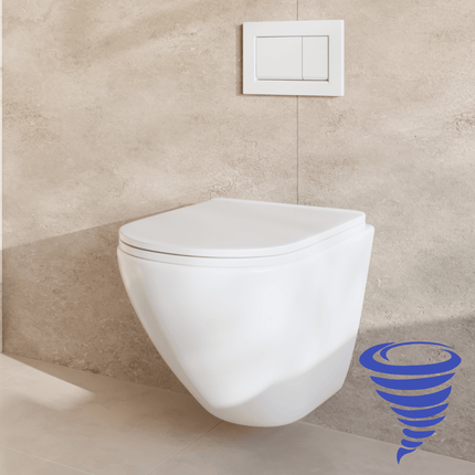 Toilette suspendue ronde avec réservoir encastré - Blanc - Linea