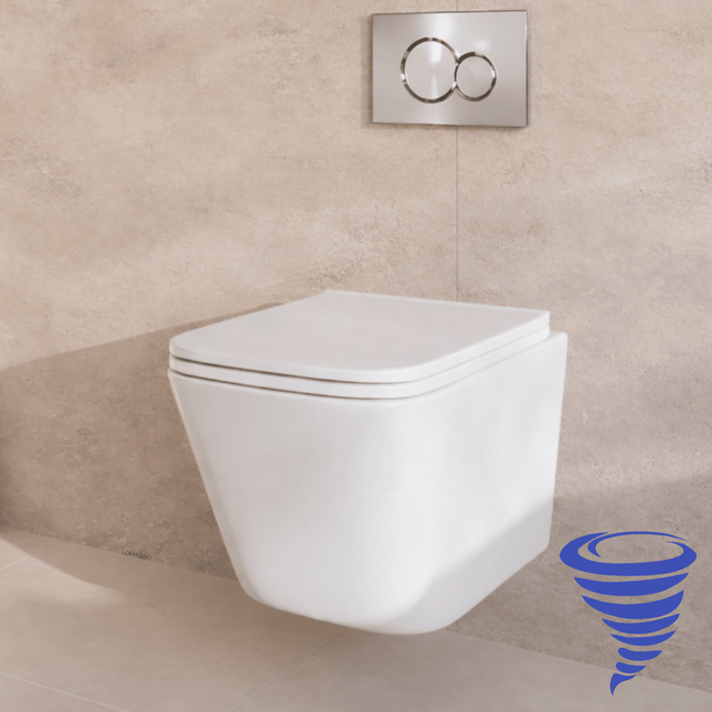 Toilette suspendue sans bride avec réservoir encastré - blanc - Linea