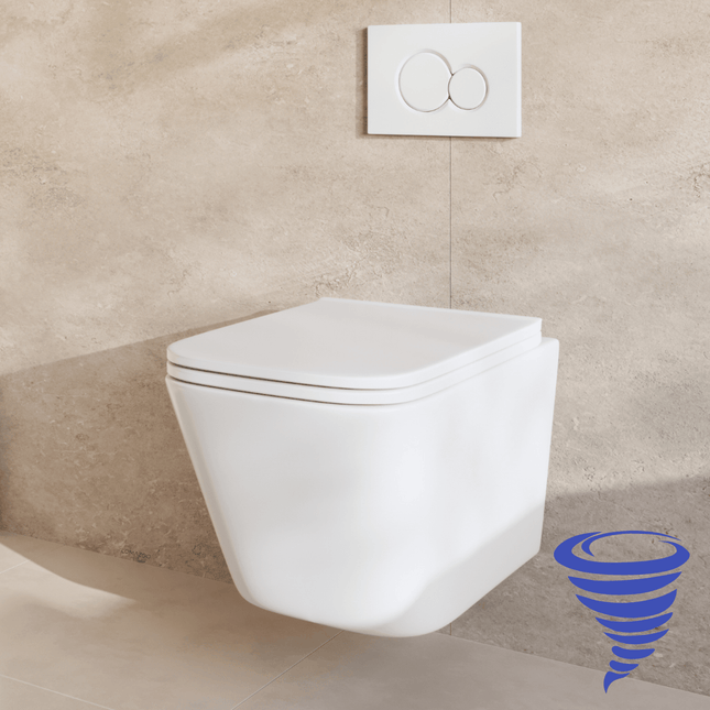 Toilette suspendue sans bride avec réservoir encastré - Blanc - Linea