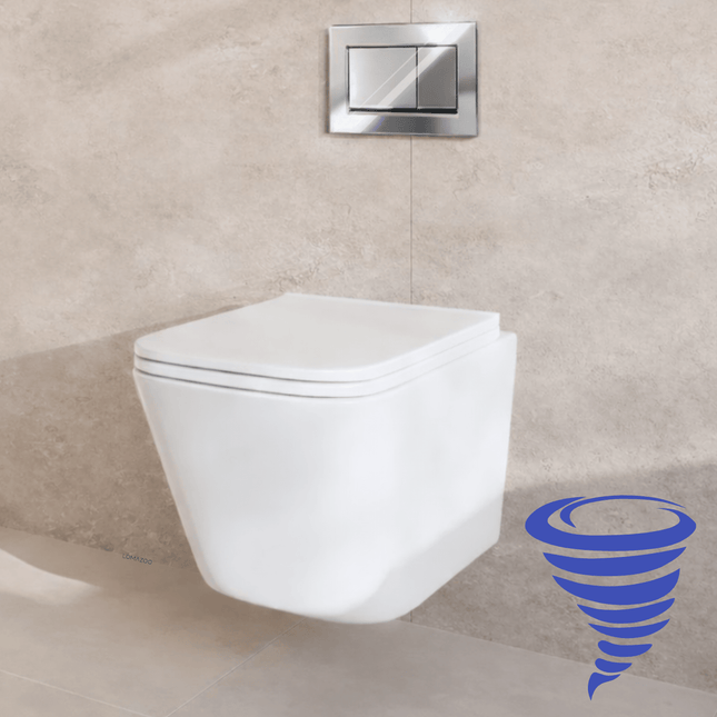 Toilette suspendue design avec réservoir encastré - Blanc - Linea