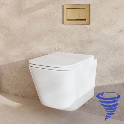 Toilette suspendue sans rebord avec réservoir encastré - Blanc - Linea