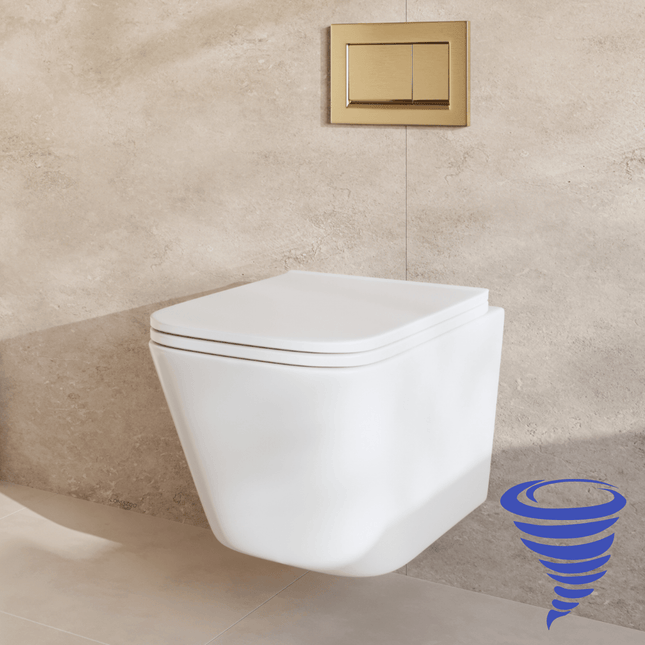 Toilette suspendue sans rebord avec réservoir encastré - Blanc - Linea