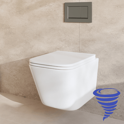 WC suspendu design carré avec réservoir encastré - blanc - Linea