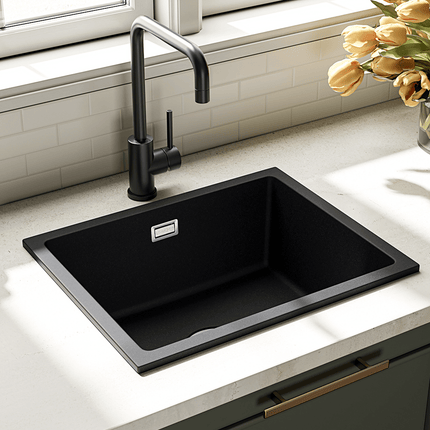 Évier en granit robuste avec siphon 50 cm - Xavi
