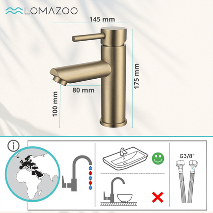 Robinet de lavabo doré Yale avec technologie DCC® - DS CONCEPT