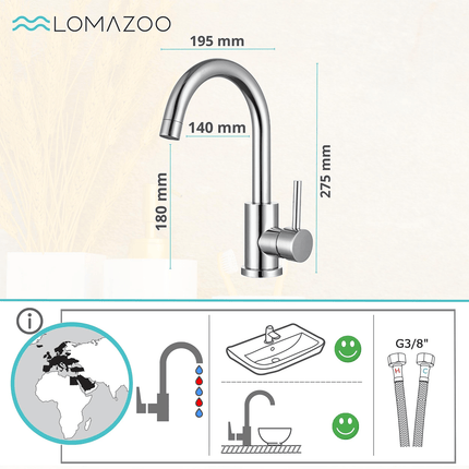 Robinet de lavabo design épuré avec aérateur innovant - chromé - Yener