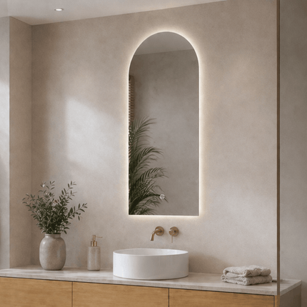 Miroir salle de bains design arc avec éclairage LED réglable - 45 cm - Tunis