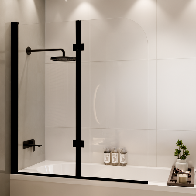 Pare-baignoire pliable avec revêtement Nano - Noir - 120 cm - Caracas