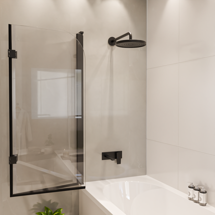 Pare-baignoire pliable avec revêtement Nano - Noir - 120 cm - Caracas