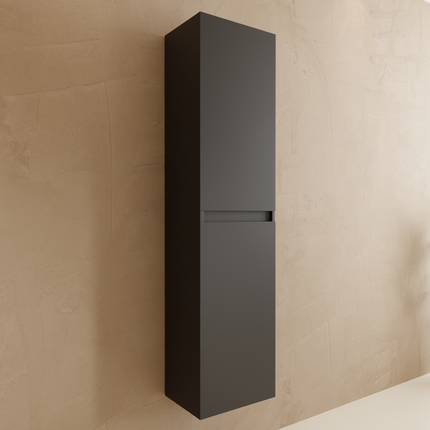 Meuble de salle de bain suspendu design contemporain avec vasque blanche marbre minéral - Noir mat - 80 cm - Verona
