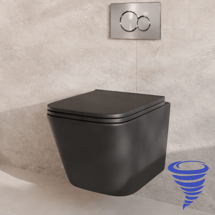 Toilette suspendue carré avec réservoir encastré - Noir - Linea